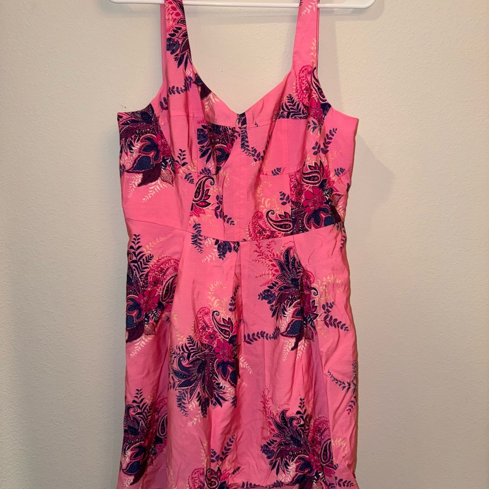 LOFT Pink and Blue Floral Dress